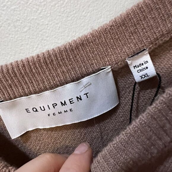 EQUIPMENT Lilou V neck Cashmere Sweater Camel Size XXL MSRP $325 New With Tags - Picture 4 of 6